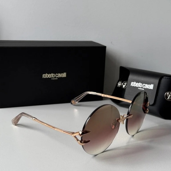 NWT Roberto Cavalli Oversized Rimless Round Sunglasses - Picture 4 of 5